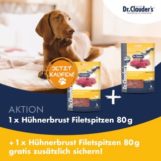 Dr.Clauders Hunde Snack Hühnerbrustfiletspitzen 80g 1+1 Aktion