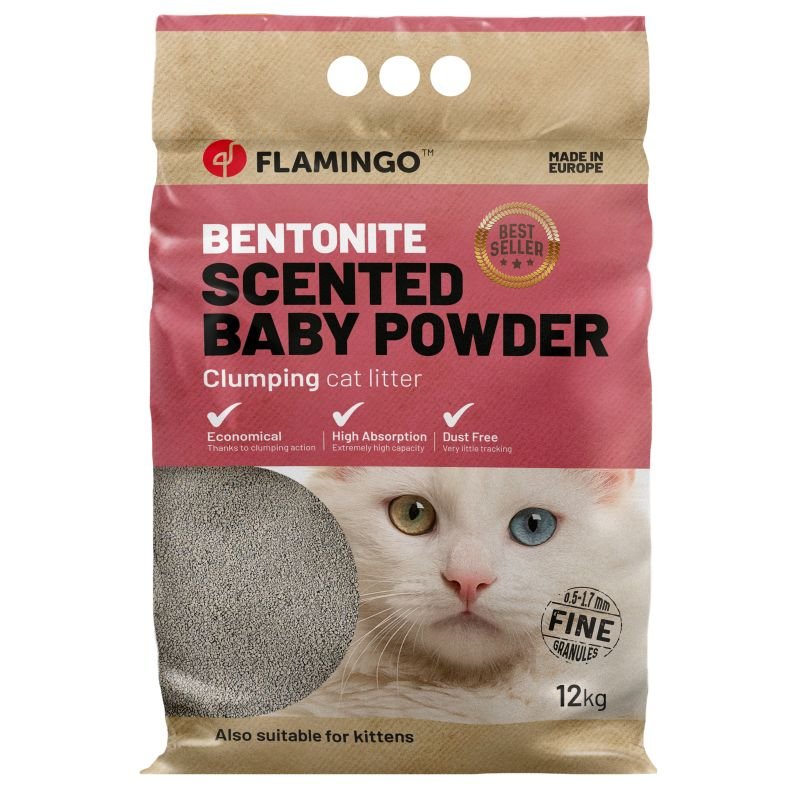 Flamingo Katzenstreu Bentonit Babypuder fein - fellby.de