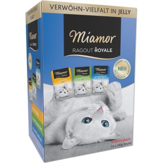 Miamor Katzen Nassfutter Frischebeutel Ragout Royale in Jelly Multipack Kaninchen / Thunfisch / Huhn 12x100g