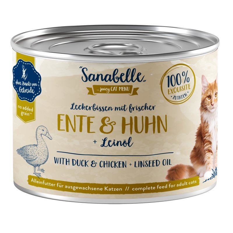 Sanabelle Katzen Nassfutter Adult mit Ente & Huhn 6 x 195 g