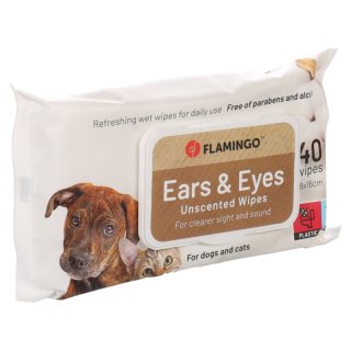 Flamingo Hunde und Katzen Augen- und Ohrenpflegetücher Reini 40 Stk. 18x16cm