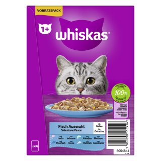 Whiskas Katzen Nassfutter Portionsbeutel in Gelee Multipack 1+ Fisch Auswahl 2 x 24 x 85 g