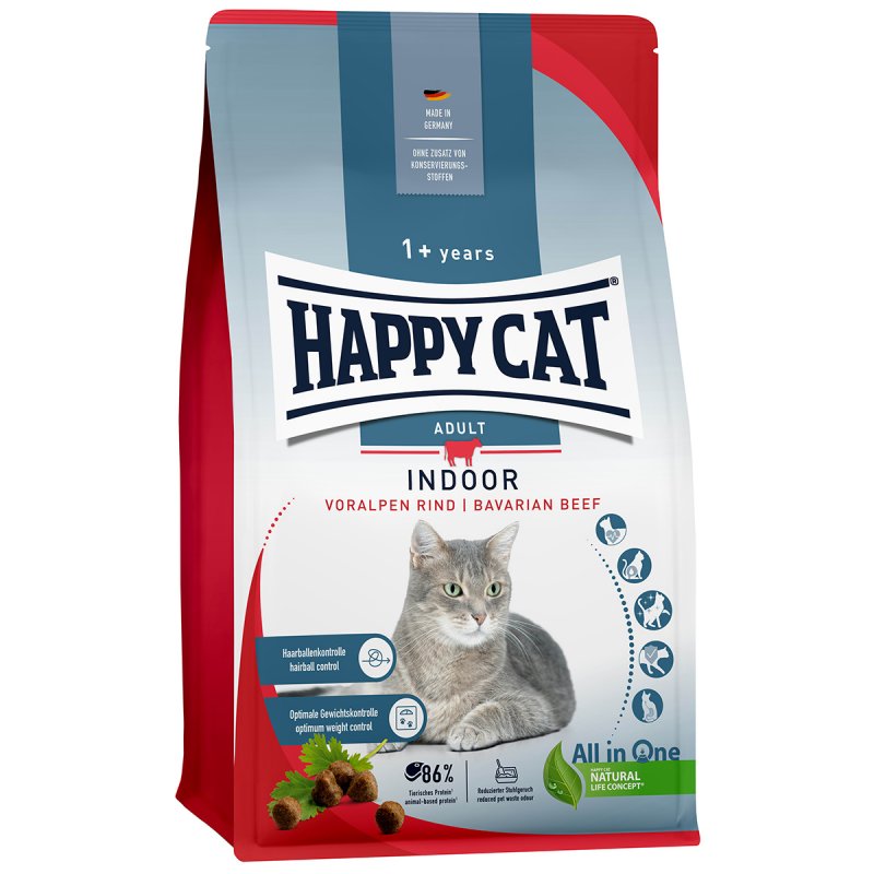 Happy Cat Katzen Trockenfutter Indoor Voralpen Rind 1,3 kg