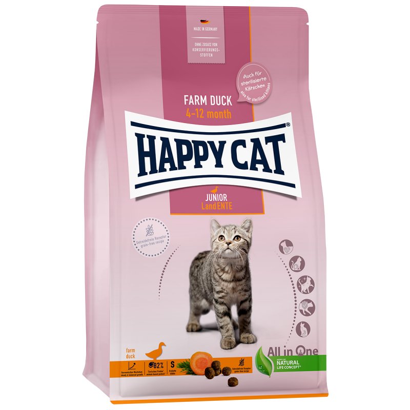Happy Cat Katzen Trockenfutter Junior Land Ente 300 g