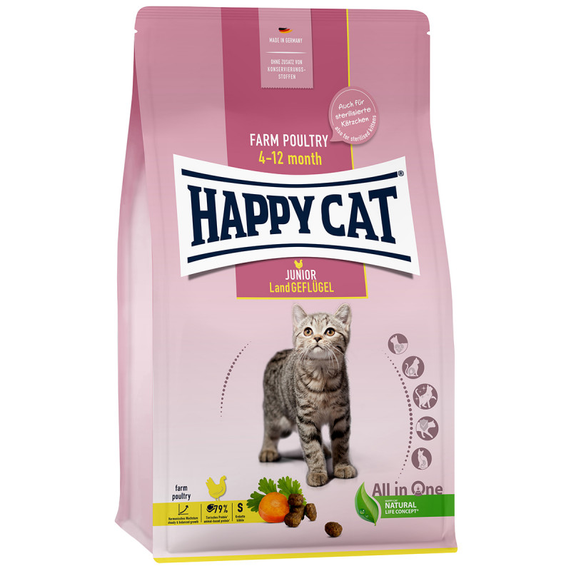 Happy Cat Katzen Trockenfutter Junior Land Geflügel 4 kg
