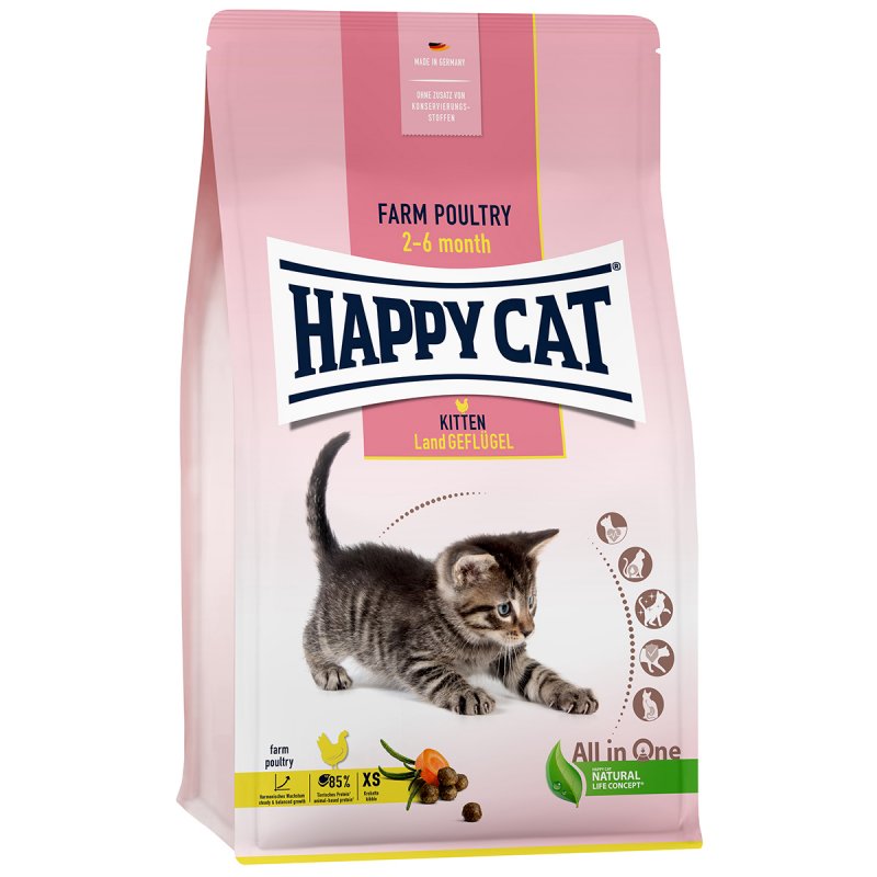 Happy Cat Katzen Trockenfutter Kitten Land Geflügel 1,3 kg