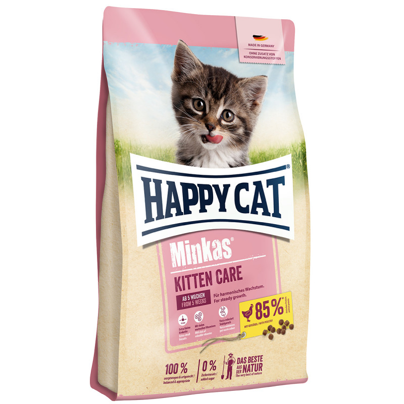 Happy Cat Katzen Trockenfutter Minkas Kitten Care Geflügel 10 kg
