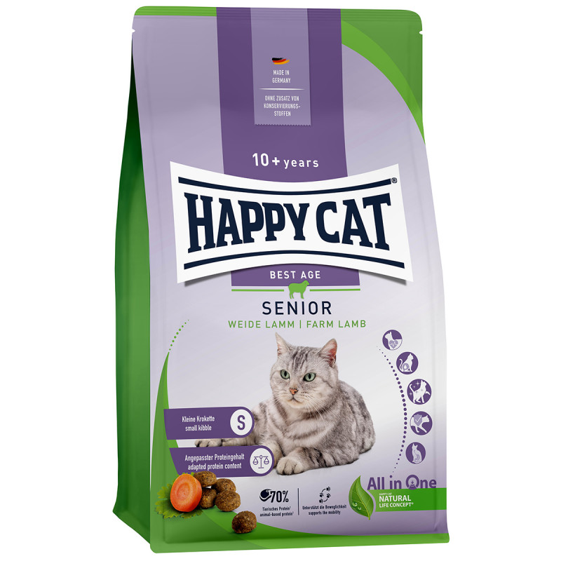 Happy Cat Katzen Trockenfutter Senior Weide Lamm 300 g x 6 Stk.