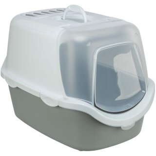 Trixie Katzentoilette Vico Open Top, mit Haube Hellgrau/Weiß