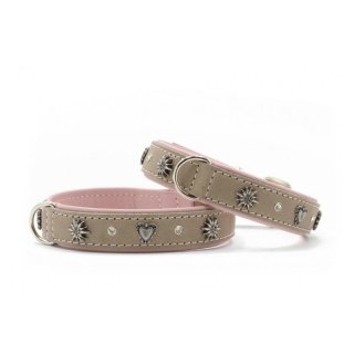 Maul Ledermanufaktur Halsband Herzblatt 2.0 Taupe/Rosa/Silber