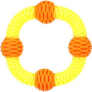 Flamingo Hundespielzeug Ring mit Bällen HS Lipa TPU Gelb/Orange 19x19x4,9cm