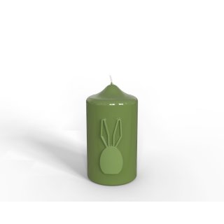 Engels Kerzen Gelackte Stumpenkerze m. Osterhase - Relief Glanz-Lack Fichte Ø 8cm x H15cm