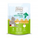Mjamjam Katzen Nassfutter Chicks &amp; Friends saftiges H&uuml;hnchen an Brokkoli