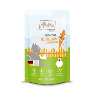Mjamjam Katzen Nassfutter Chicks & Friends köstliches Huhn an feinen Möhrchen