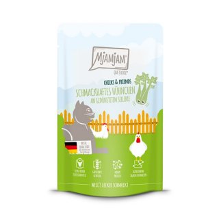 Mjamjam Katzen Nassfutter Chicks & Friends schmackhaftes Hühnchen an gedünstetem Sellerie