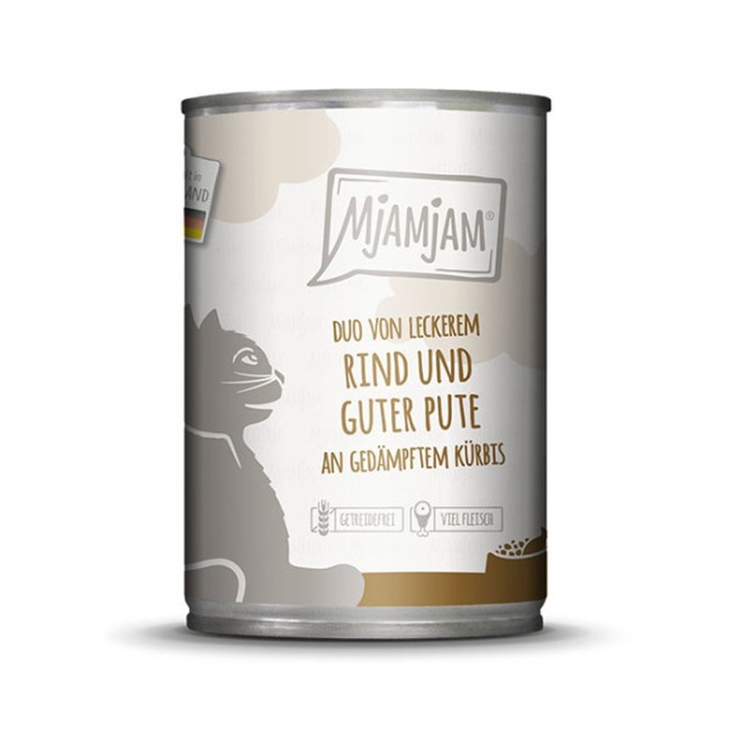 Mjamjam Katzen Nassfutter DUO Rind & Pute & Kürbis 1x400g