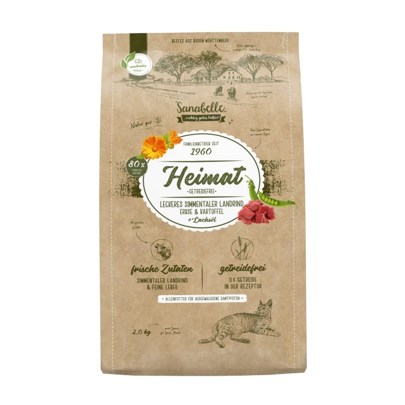 Produktbild von Sanabelle Heimat Katzen Trockenfutter mit Simmentaler Landrind und Tierwohl-Huhn - 4 x 2 kg