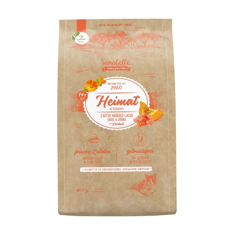 Sanabelle HEIMAT Katzen Trockenfutter Getreidefrei mit zartem Nordsee-Lachs 6x400g