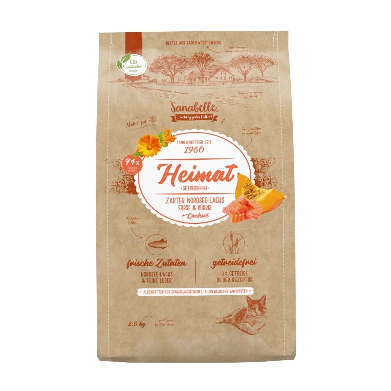 Sanabelle HEIMAT Katzen Trockenfutter Getreidefrei mit zartem Nordsee-Lachs 4x2kg