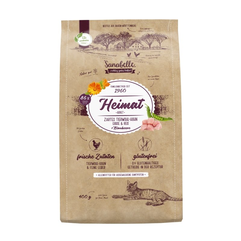 Sanabelle HEIMAT Katzen Trockenfutter Adult mit Tierwohl-Huhn 6x400g