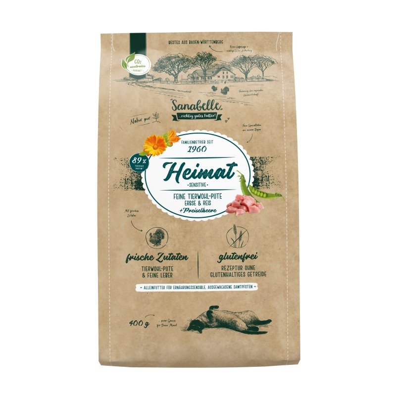Sanabelle HEIMAT Katzen Trockenfutter Sensitive mit feiner Tierwohl-Pute 6x400g