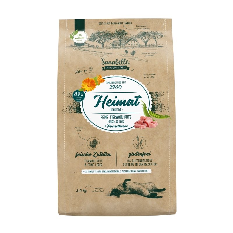 Sanabelle HEIMAT Katzen Trockenfutter Sensitive mit feiner Tierwohl-Pute 4x2kg