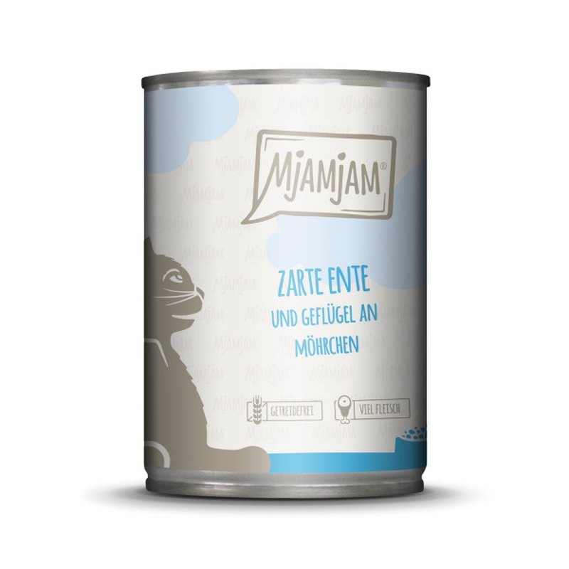 Mjamjam Katzen Nassfutter zarte Ente & Geflügel an leckeren Möhrchen 1x400g
