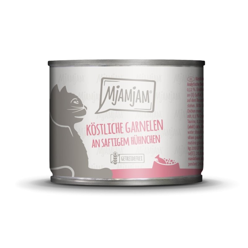 Mjamjam Katzen Nassfutter köstliche Garnelen an saftigem Huhn 1x200g