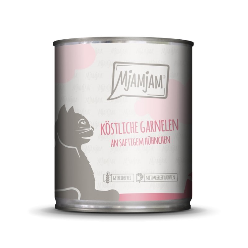 Mjamjam Katzen Nassfutter köstliche Garnelen an saftigem Huhn 1x800g