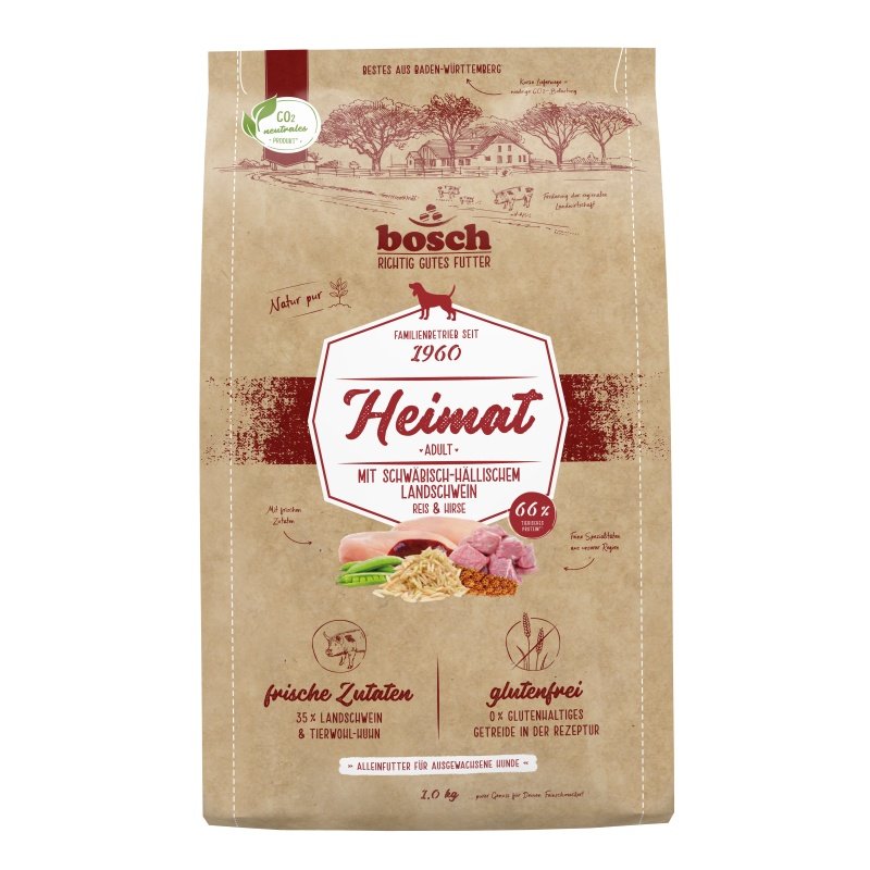 Bosch Heimat Hunde Trockenfutter Adult mit Schwäbisch-Hällischem Landschwein 1x1kg