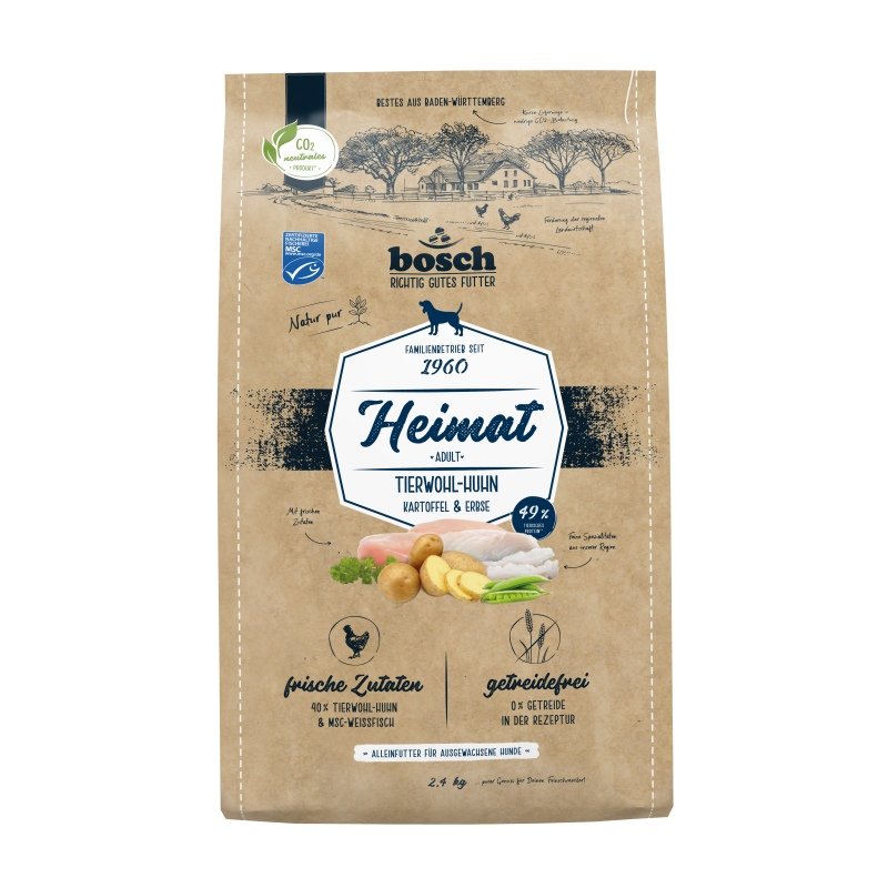 Bosch Heimat Hunde Trockenfutter Adult mit Tierwohl-Huhn 1x2,4kg