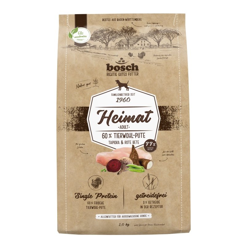 Bosch Heimat Hunde Trockenfutter Adult mit frischer Tierwohl-Pute 5x1kg