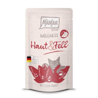 Mjamjam Katzen Nassfutter Quetschie - Wellness - Haut & Fell - Rind