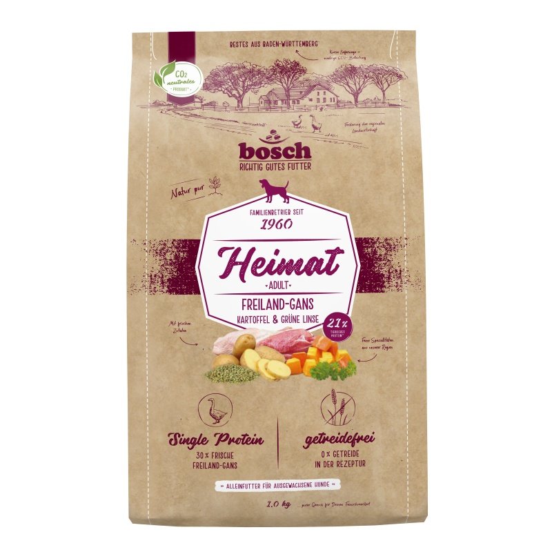 Bosch Heimat Hunde Trockenfutter Adult mit frischer Freiland-Gans 5x1kg