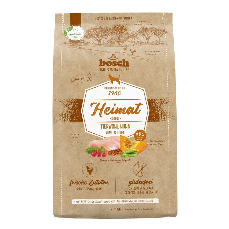 Bosch Heimat Hunde Trockenfutter Senior Tierwohl-Huhn 5x1kg