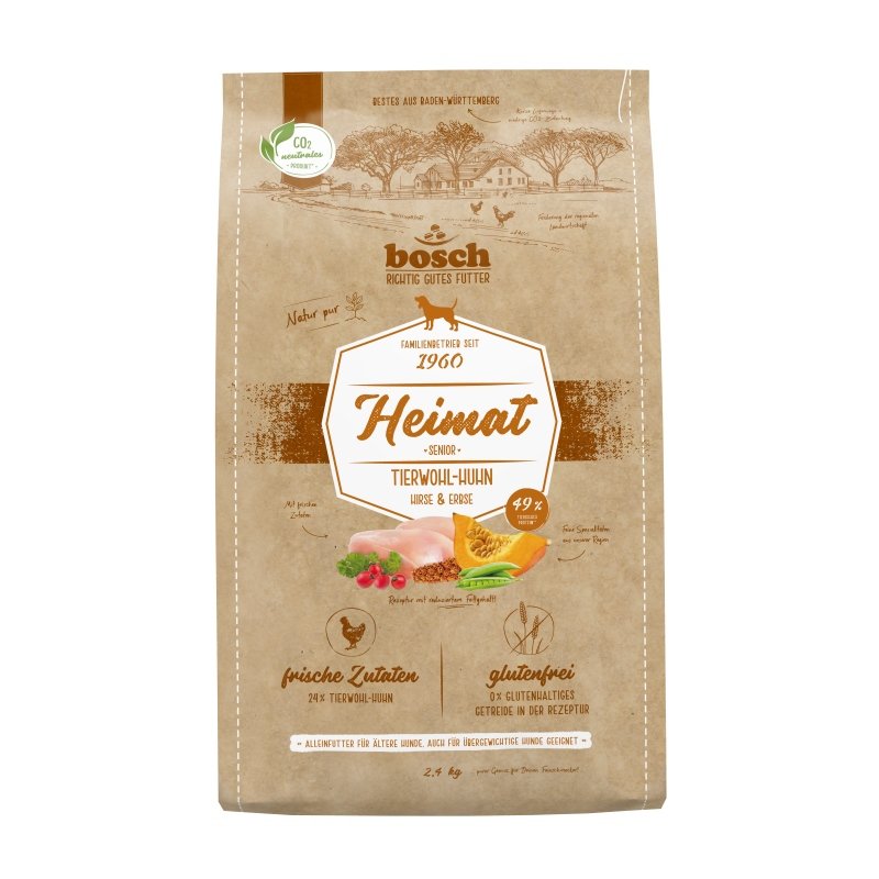 Bosch Heimat Hunde Trockenfutter Senior Tierwohl-Huhn 1x2,4kg