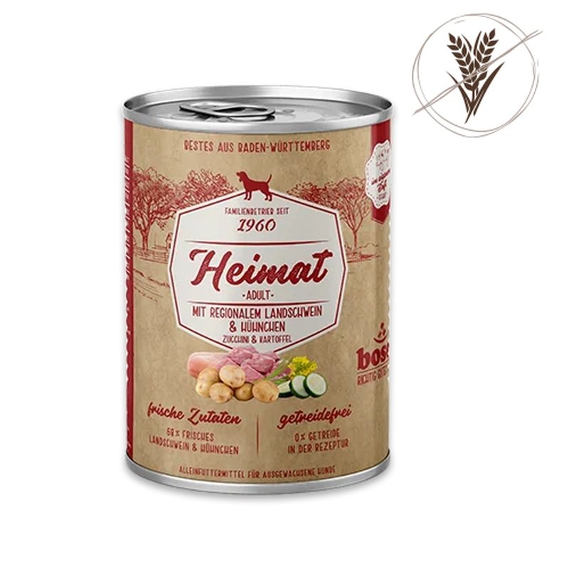Bosch Heimat Hunde Nassfutter Adult mit Landschwein & Hühnchen 12x400g