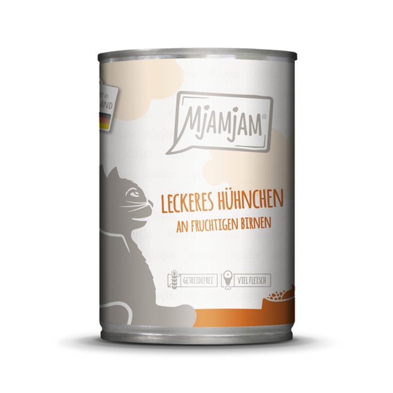 Mjamjam Katzen Nassfutter Cat - Huhn & Birnen 6x400g