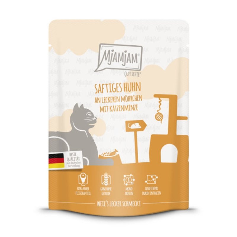 Mjamjam Katzen Nassfutter Katze saftiges Huhn an leckeren Möhrchen 1x300g