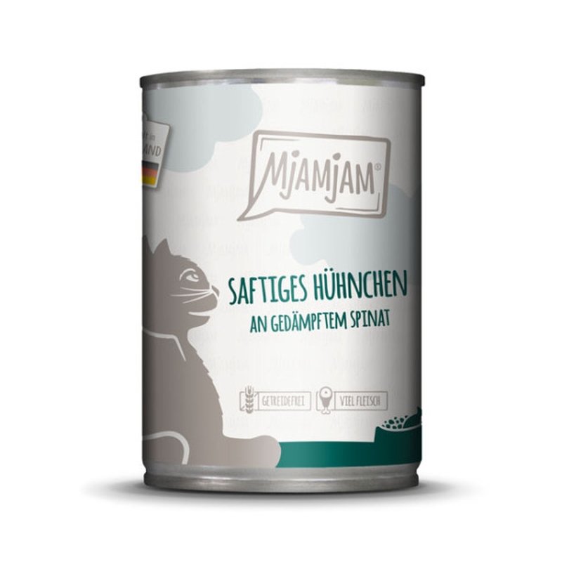 Mjamjam Katzen Nassfutter Huhn & Spinat 1x400g