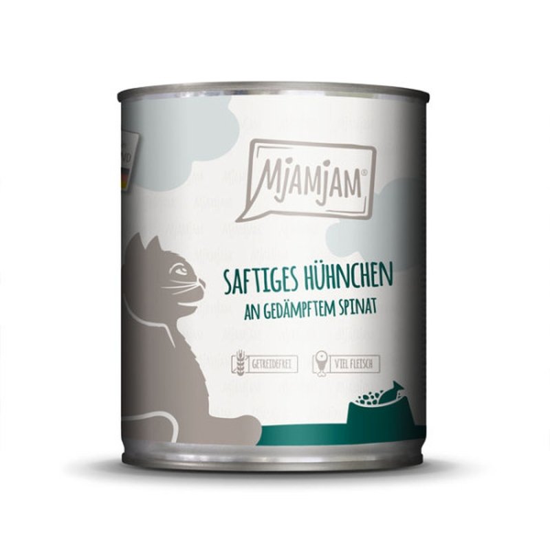 Mjamjam Katzen Nassfutter Huhn & Spinat 1x800g