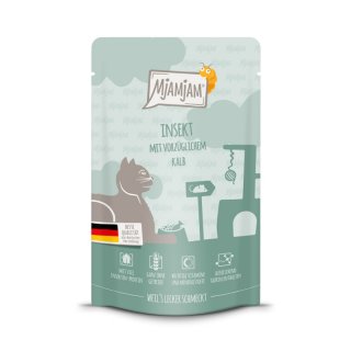 Mjamjam Katzen Nassfutter Insekt mit vorzüglichem Kalb