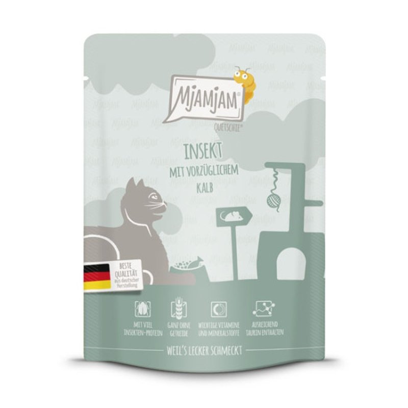 Mjamjam Katzen Nassfutter Insekt mit vorzüglichem Kalb 6x300g