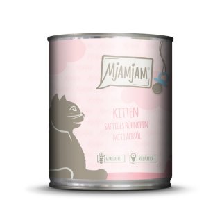 Mjamjam Katzen Nassfutter Kitten saftiges Hühnchen mit Lachsöl 1x800g