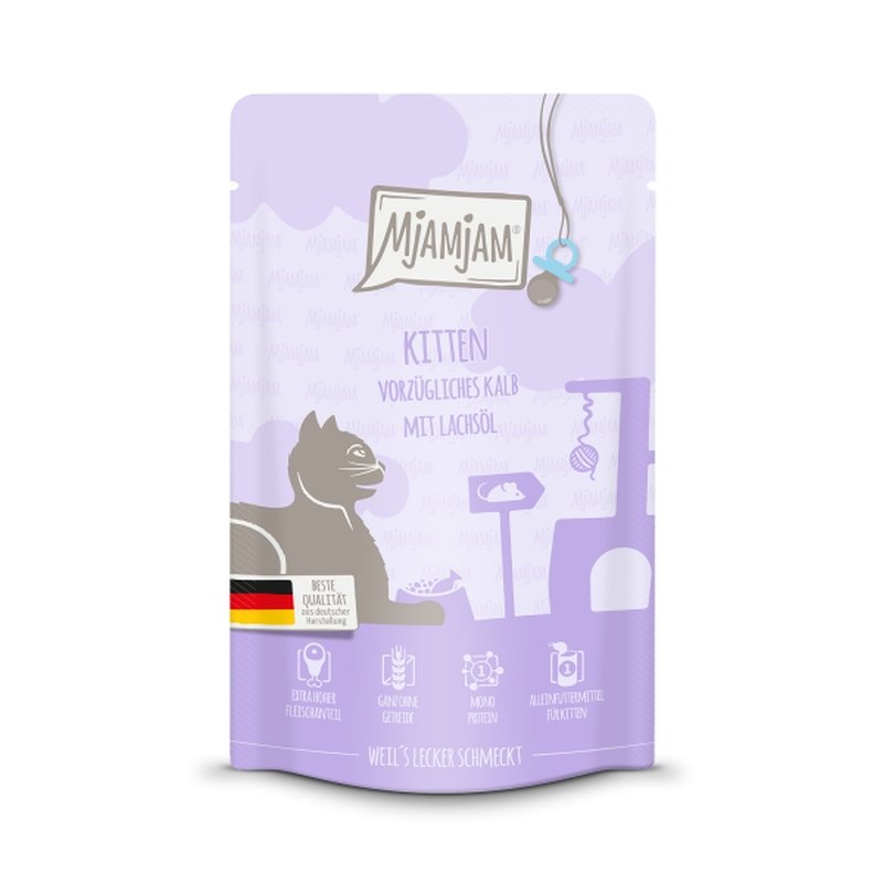 Mjamjam Katzen LachsölKitten vorzügliches Kalb mit Lachsöl 1x125g