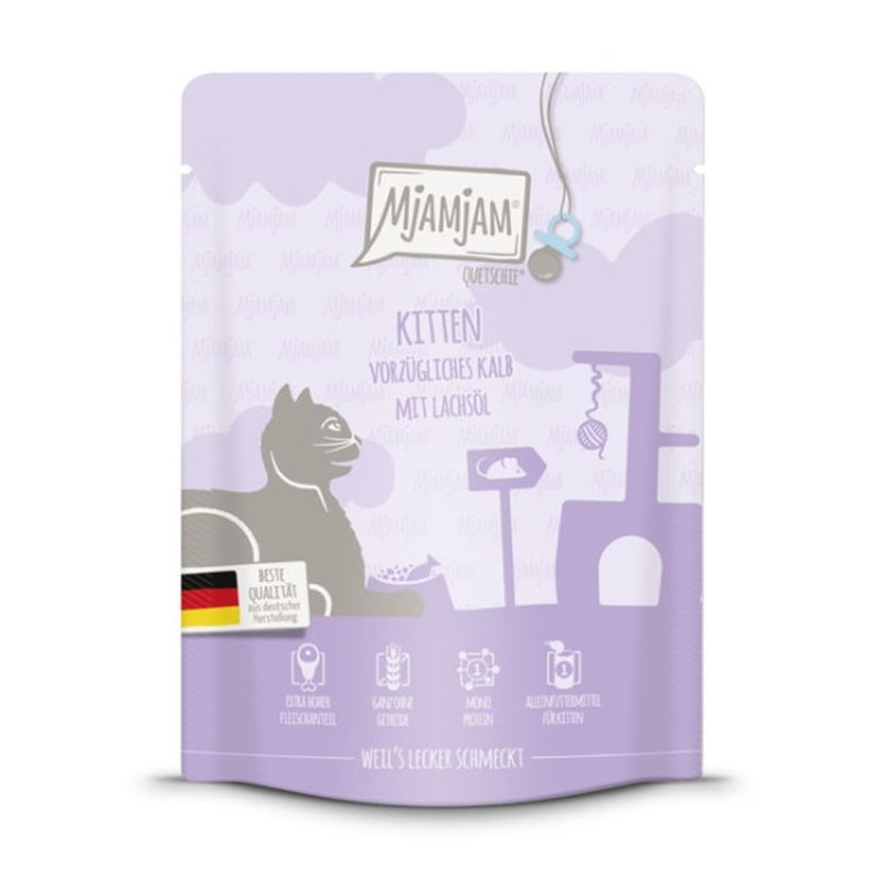 Mjamjam Katzen LachsölKitten vorzügliches Kalb mit Lachsöl 1x300g