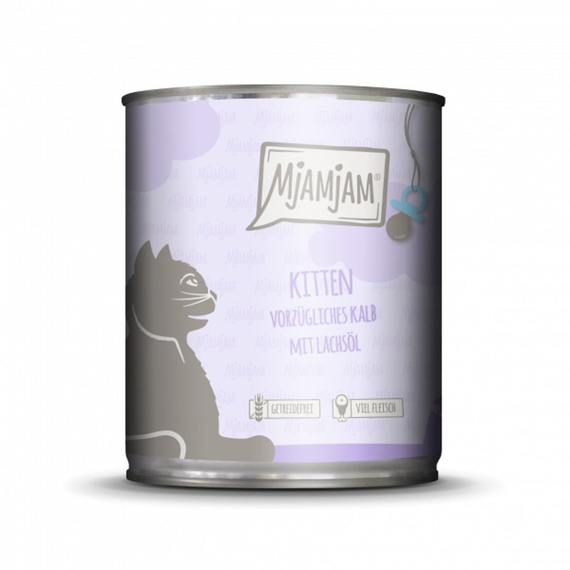 Mjamjam Katzen LachsölKitten vorzügliches Kalb mit Lachsöl 6x800g