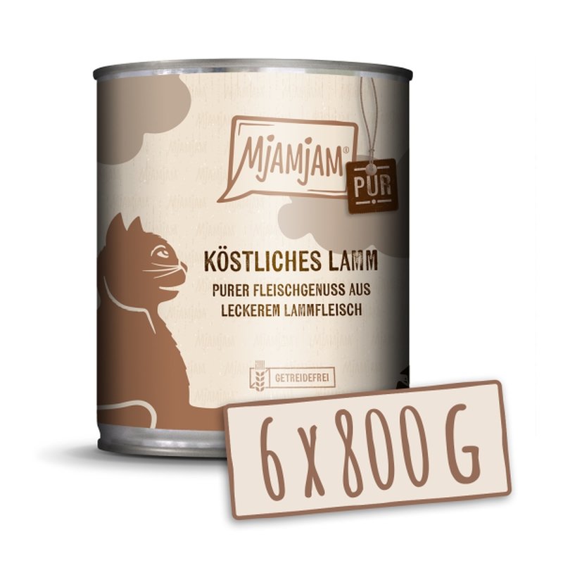 Mjamjam Katzen Nassfutter Katze purer Fleischgenuss - köstliches Lamm pur 6x800g