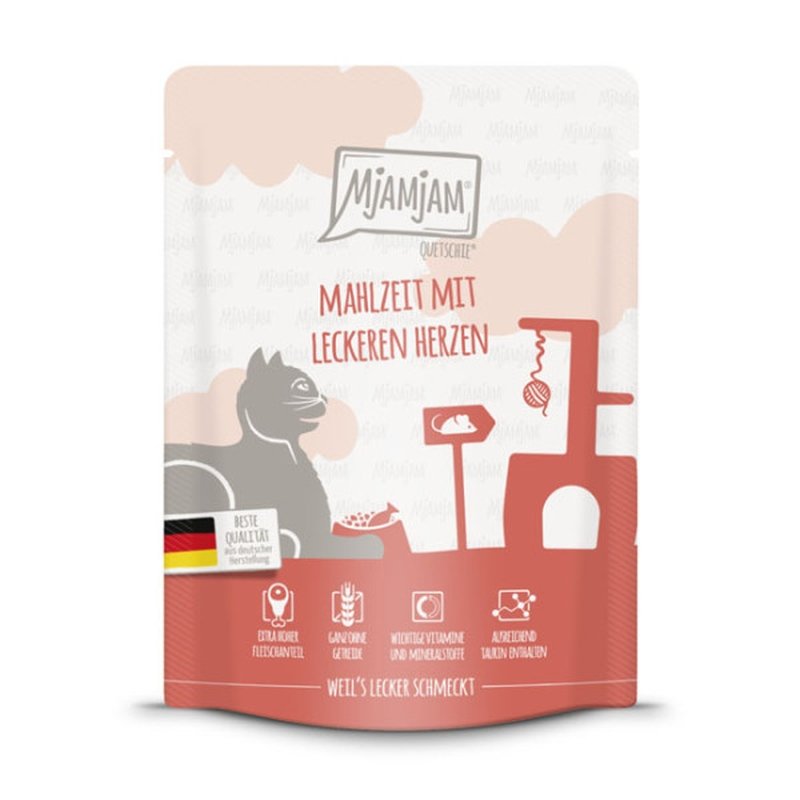 Mjamjam Katzen Nassfutter Mahlzeit mit leckeren Herzen 6x300g