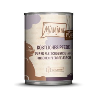 Mjamjam Katzenfutter Quetschie - purer Fleischgenuss - köstliches Pferd 6x400g